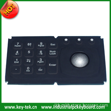 IP65 Ruggedized Industrial Silicone Rubber Keypad with Trackball